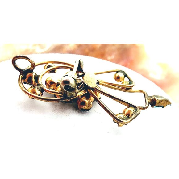 Vintage Star Art 12K Gold Filled Brooch Pin Pendant Ice Blue & Clear Rhinestones - Picture 4 of 5